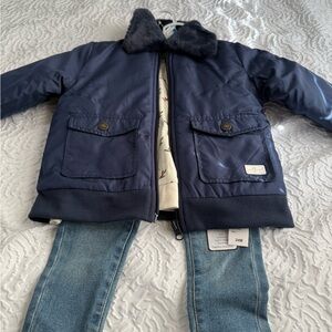 7 For All Mankind Baby Girl 3-Piece Bomber Jacket & Cherry Outfit Set 18M NWT